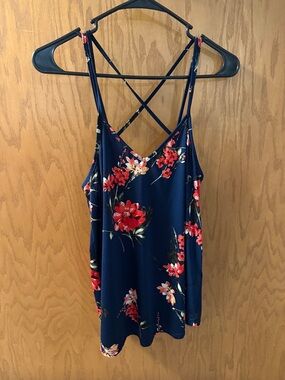 Papermoon Navy Floral Crisscross Strap Cami